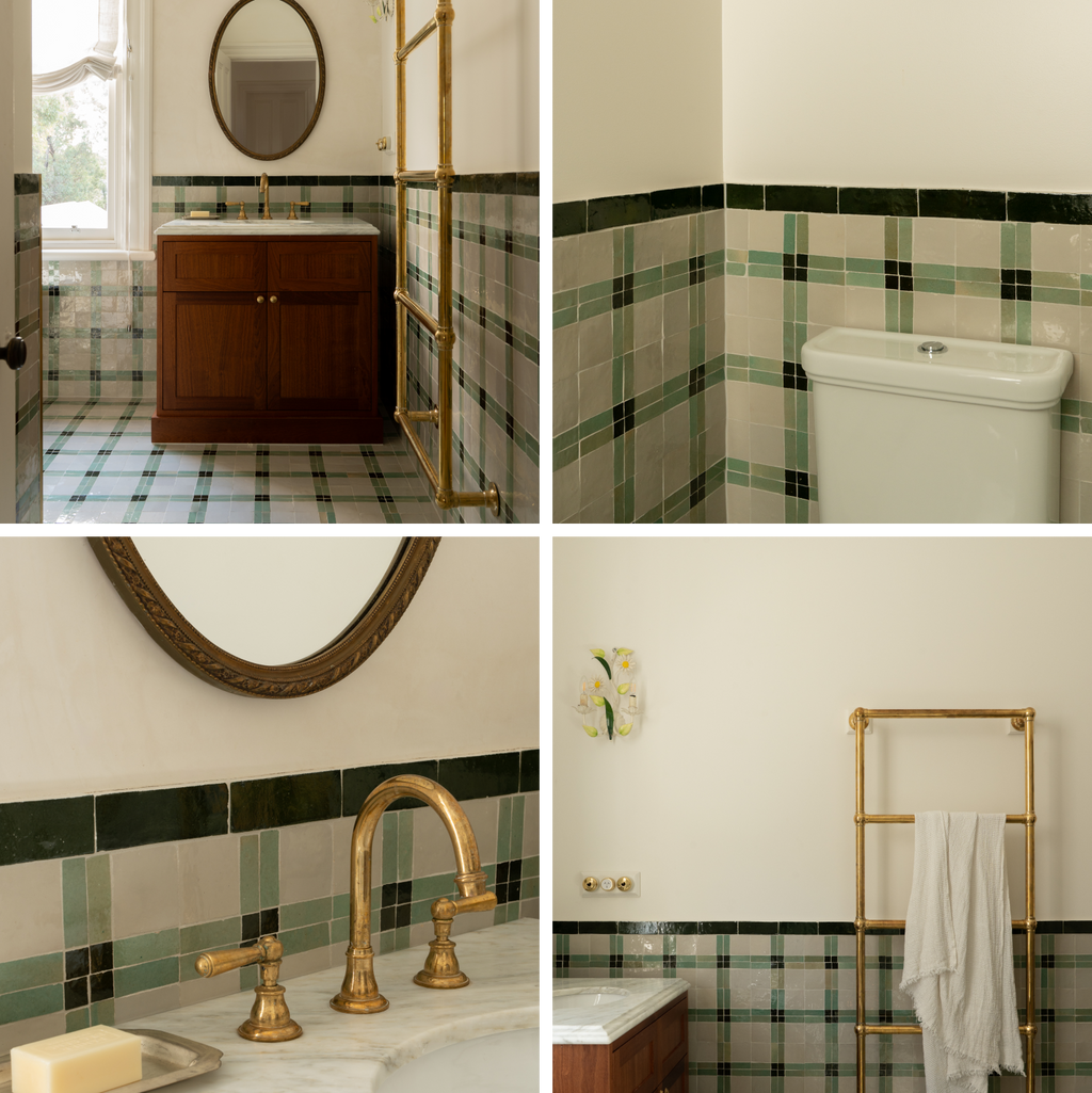 Moroccan Zellige Palacio Mosaic Avocado + Dark Green + Chameleon by Tiles of Ezra