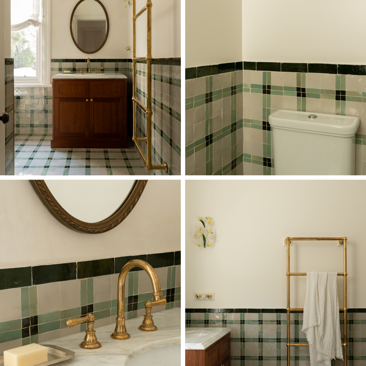 Moroccan Zellige Palacio Mosaic Avocado + Dark Green + Chameleon by Tiles of Ezra