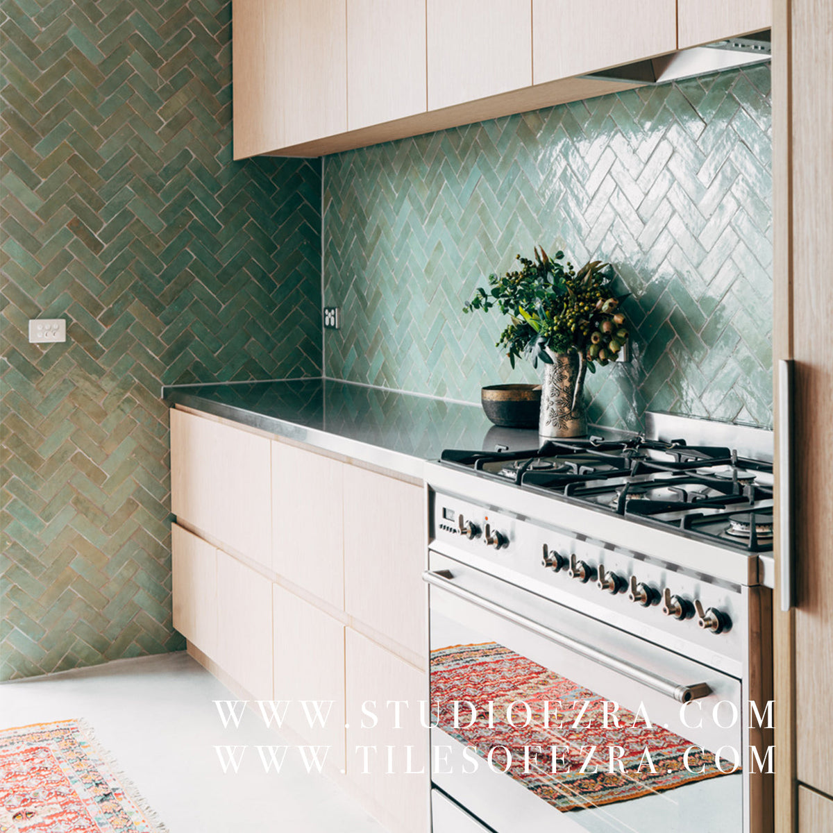 Moroccan Zellige Thin Bejmat Avocado by Tiles of Ezra