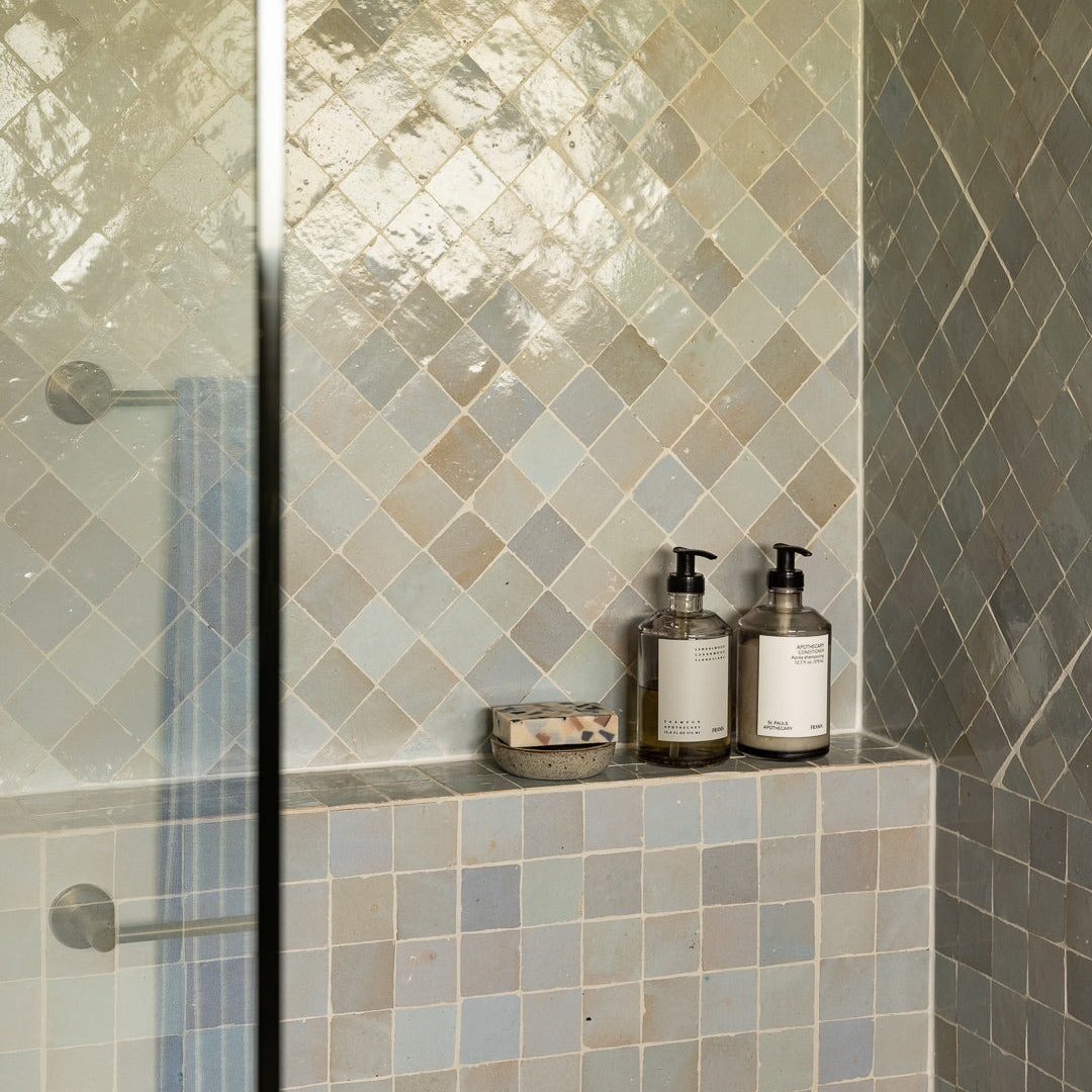 Moroccan Zellige Liston Mosaic Duck Egg Blue by Tiles of Ezra