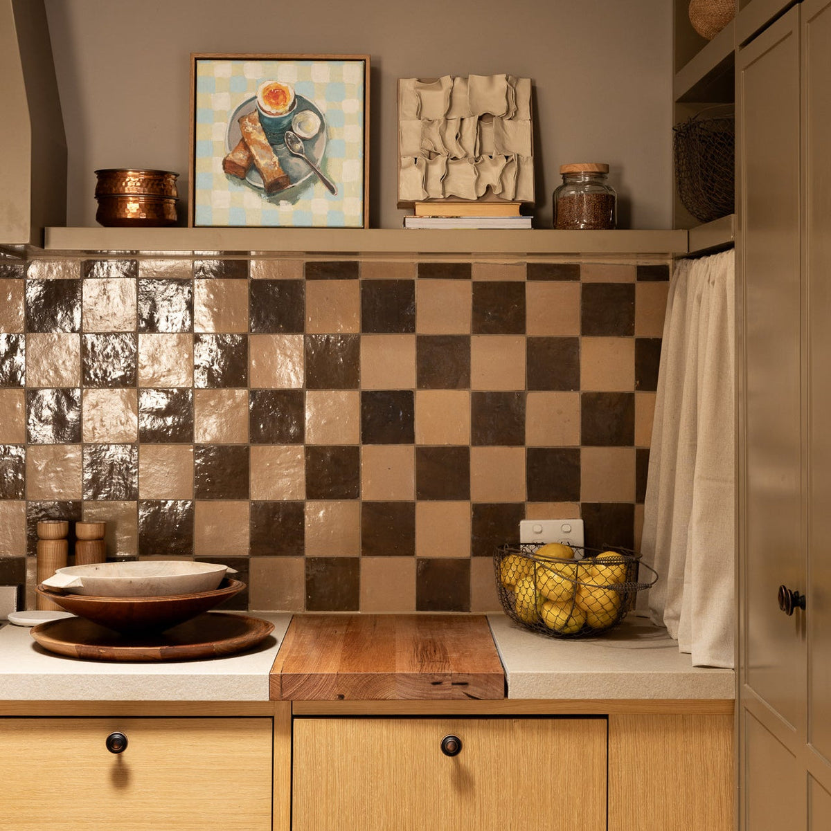 Moroccan Zellige Square Shiitake by Tiles of Ezra