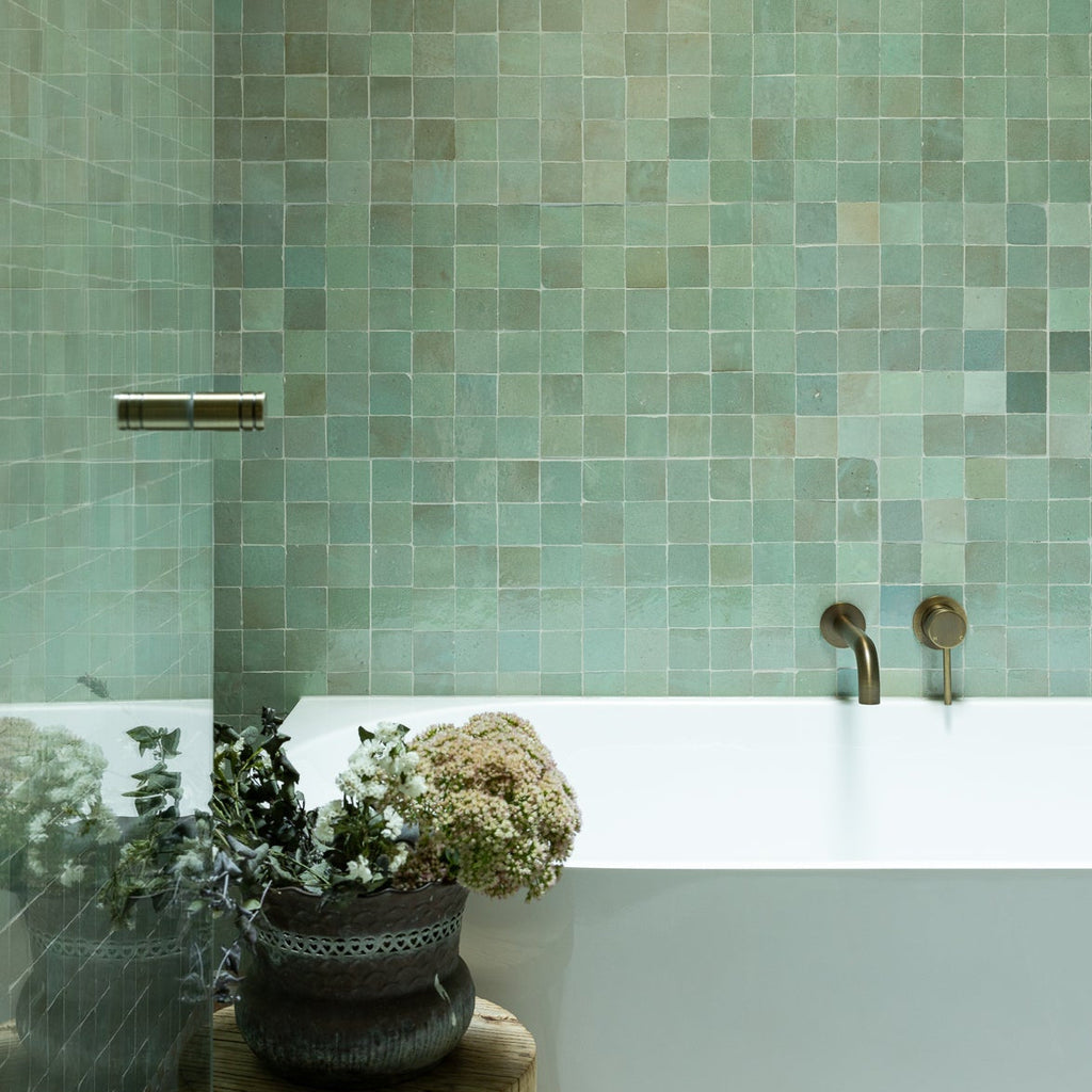 Moroccan Zellige Liston Mosaic Moss by Tiles of Ezra