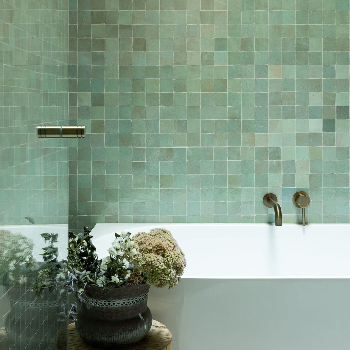 Moroccan Zellige Liston Mosaic Moss by Tiles of Ezra