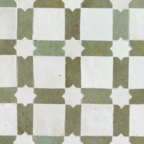 Moroccan Zellige Estela Mosaic Snow + Avocado by Tiles of Ezra