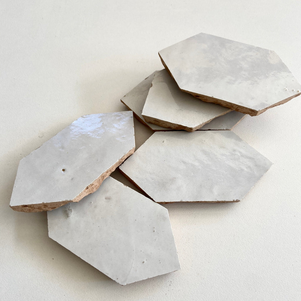 Moroccan Zellige Tesela Loose Loose: Snow by Tiles of Ezra