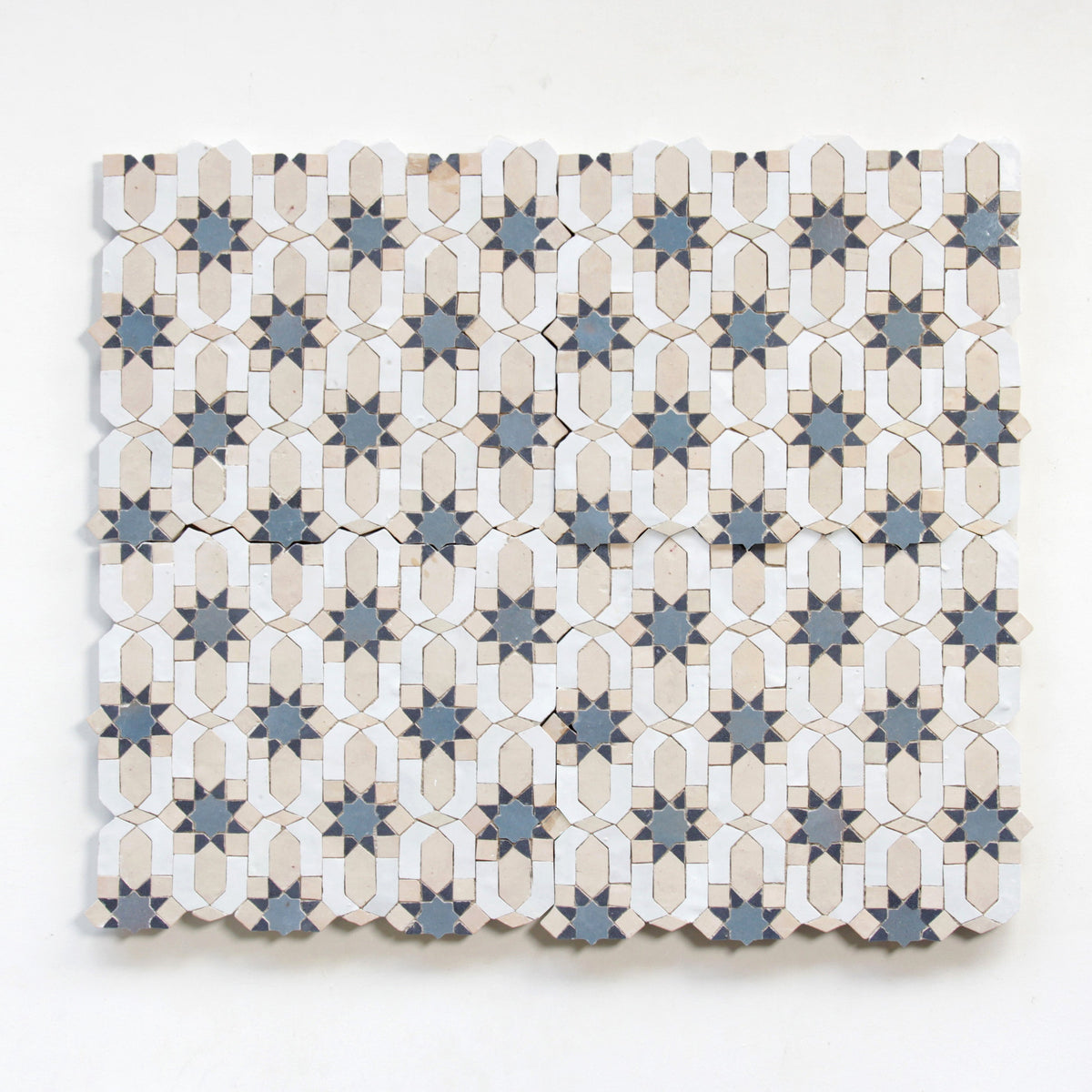 Moroccan Zellige Lucerna Mosaic Snow + Clay + Ash Grey + Dark Grey by Tiles of Ezra