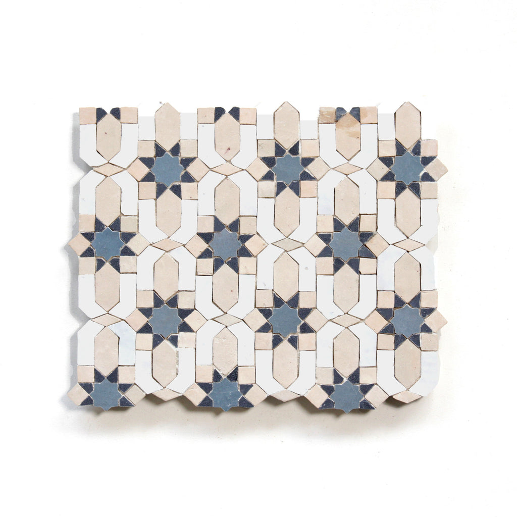 Moroccan Zellige Lucerna Mosaic Snow + Clay + Ash Grey + Dark Grey by Tiles of Ezra