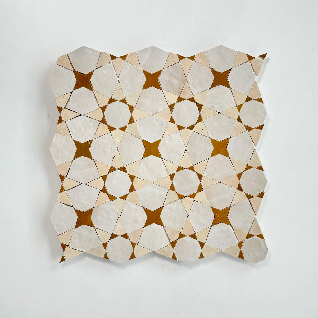 Moroccan Zellige Voluta Large Mosaic Large Format Dust + Clay + Manuka by Tiles of Ezra