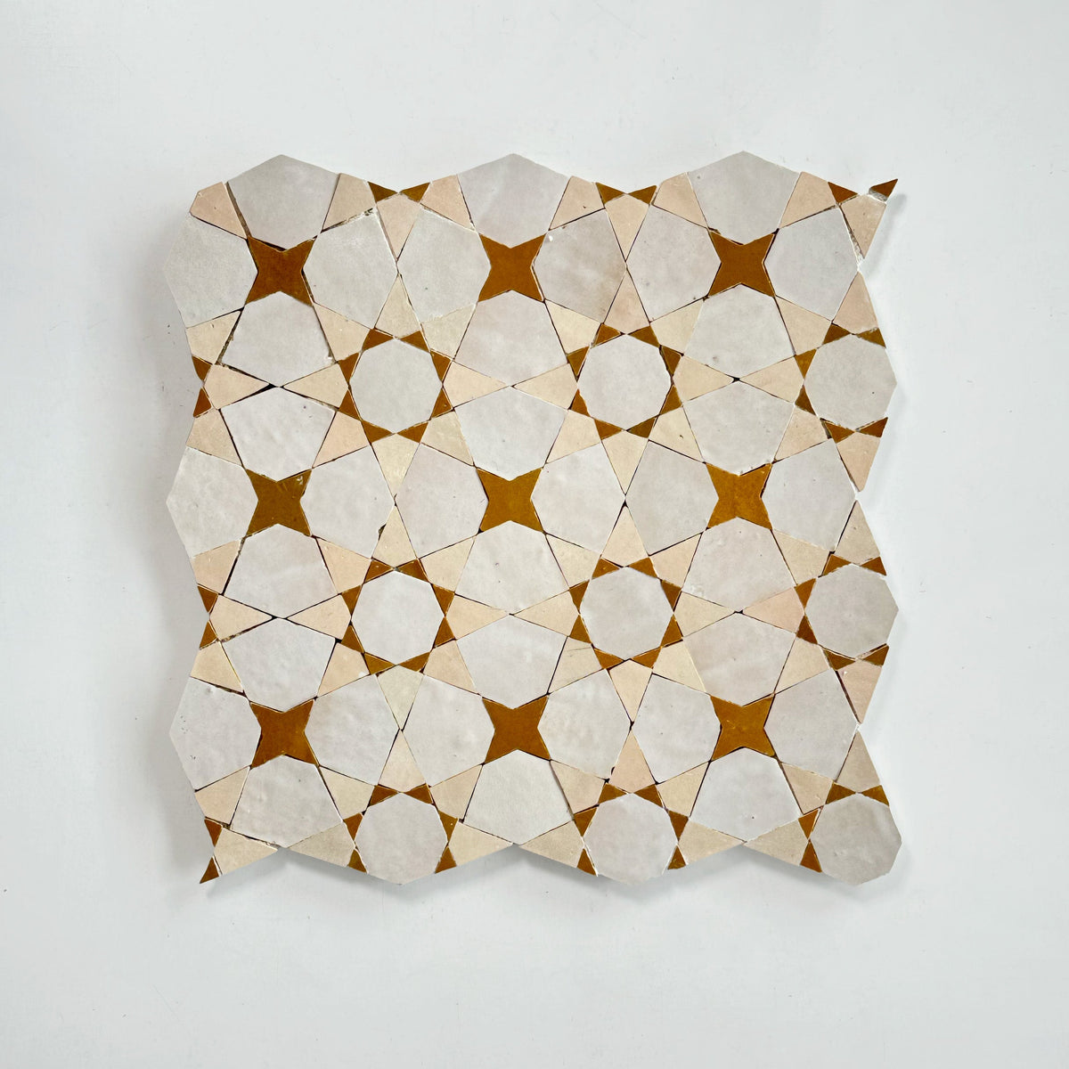 Moroccan Zellige Voluta Large Mosaic Large Format Dust + Clay + Manuka by Tiles of Ezra