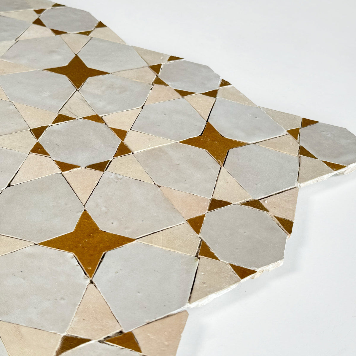 Moroccan Zellige Voluta Large Mosaic Large Format Dust + Clay + Manuka by Tiles of Ezra