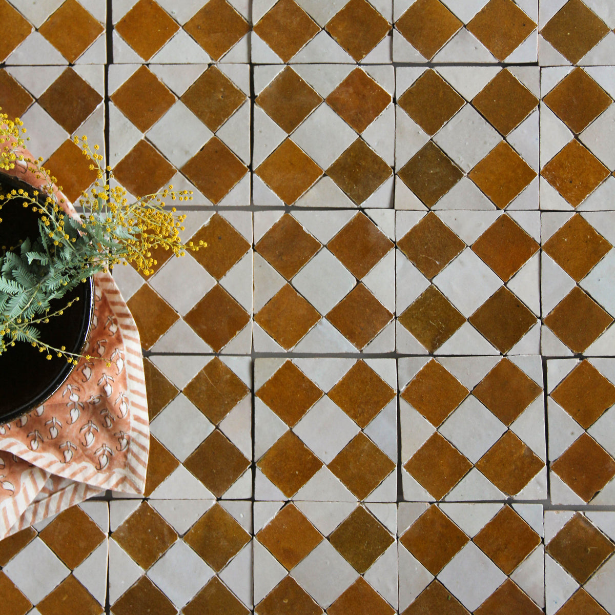 Moroccan Zellige Tavira Mosaic Manuka + Oat by Tiles of Ezra