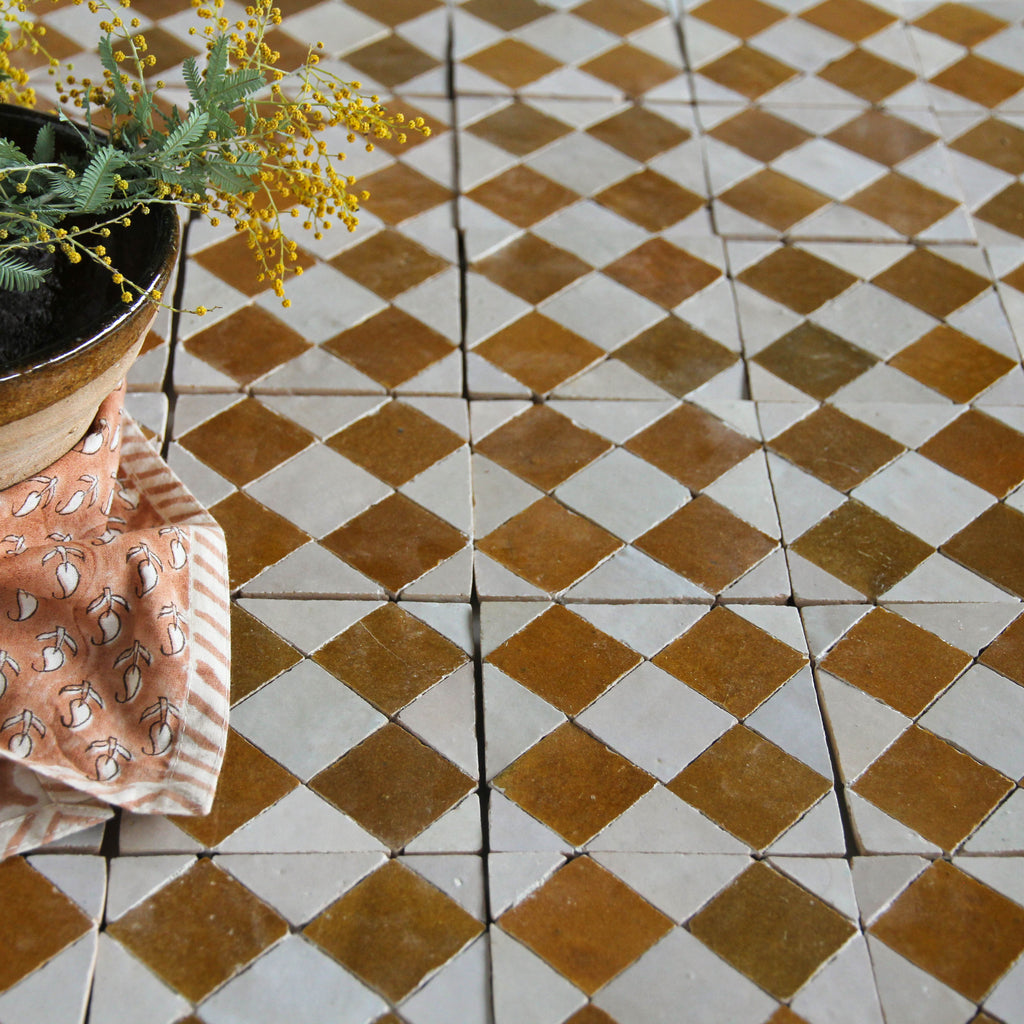 Moroccan Zellige Tavira Mosaic Manuka + Oat by Tiles of Ezra