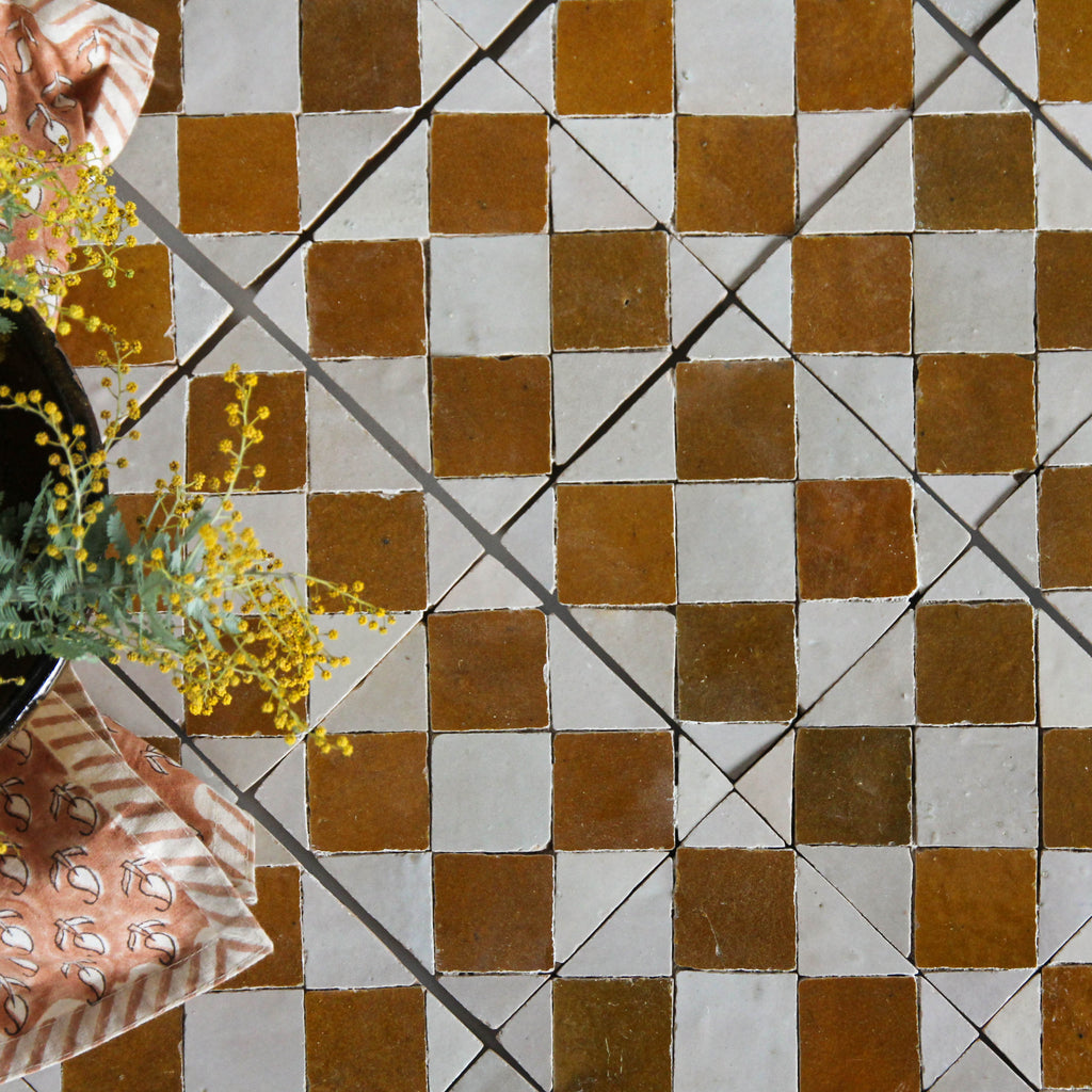 Moroccan Zellige Tavira Mosaic Manuka + Oat by Tiles of Ezra