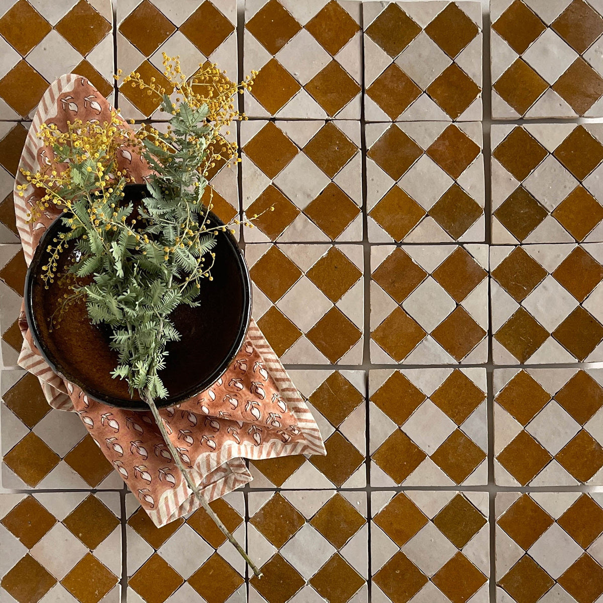 Moroccan Zellige Tavira Mosaic Manuka + Oat by Tiles of Ezra