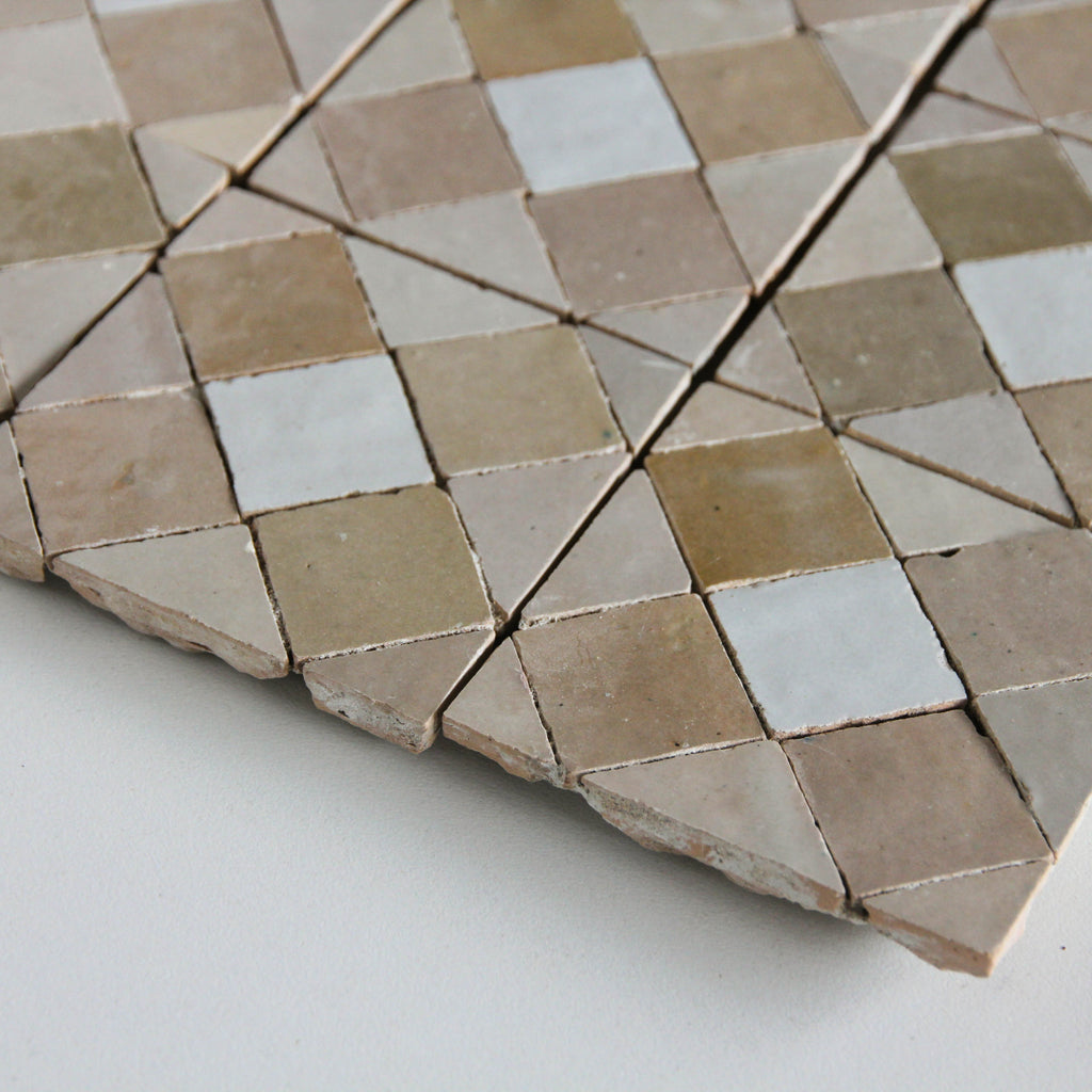 Moroccan Zellige Tavira Mosaic Snow + Latte + Oat by Tiles of Ezra
