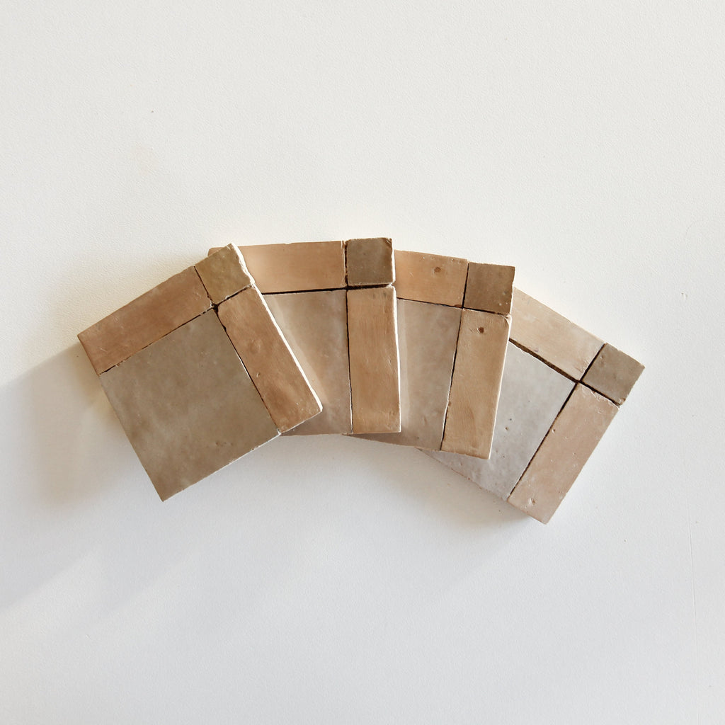 Moroccan Zellige Palacio Mosaic Clay + Latte + Oat by Tiles of Ezra