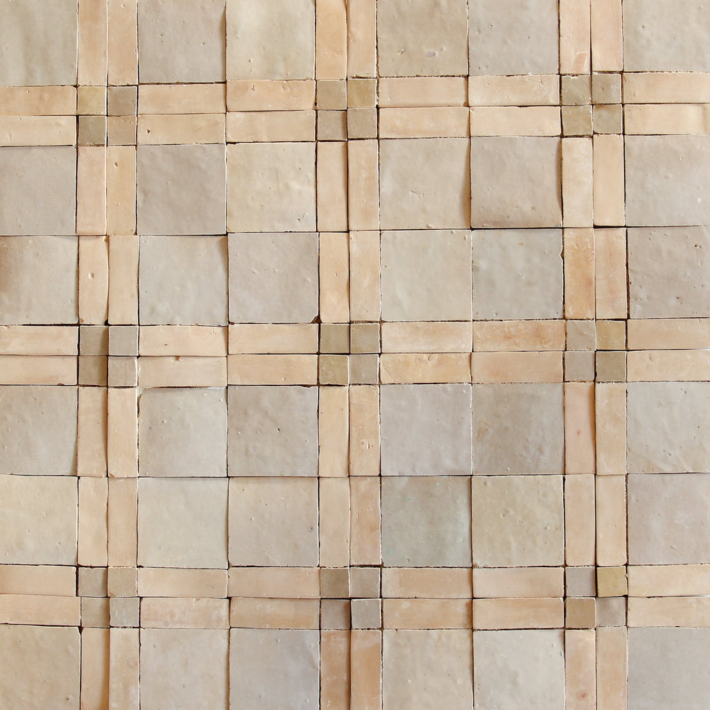 Moroccan Zellige Palacio Mosaic Clay + Latte + Oat by Tiles of Ezra