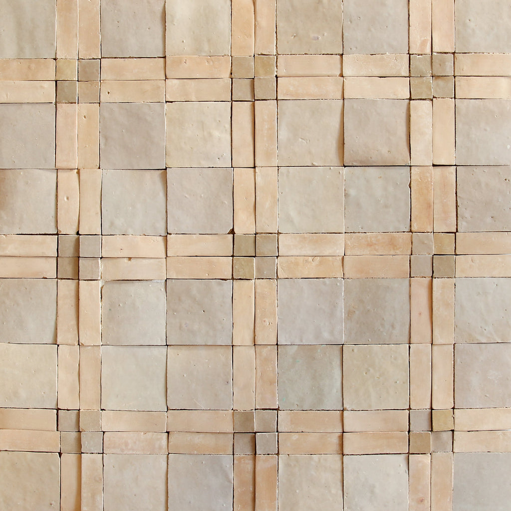 Moroccan Zellige Palacio Mosaic Clay + Latte + Oat by Tiles of Ezra