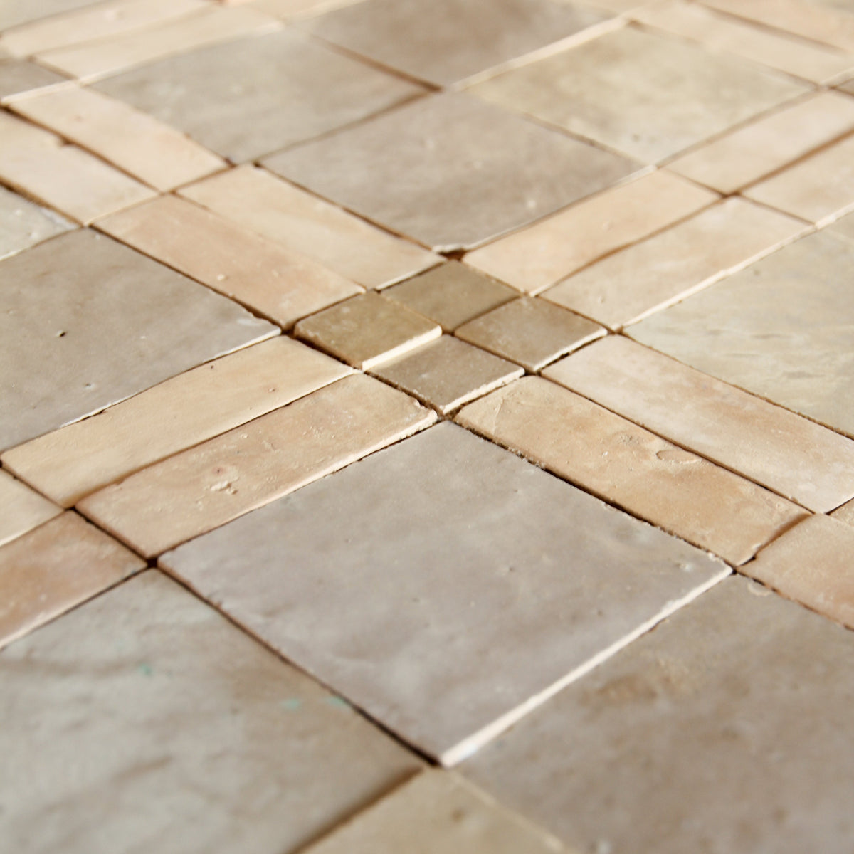 Moroccan Zellige Palacio Mosaic Clay + Latte + Oat by Tiles of Ezra
