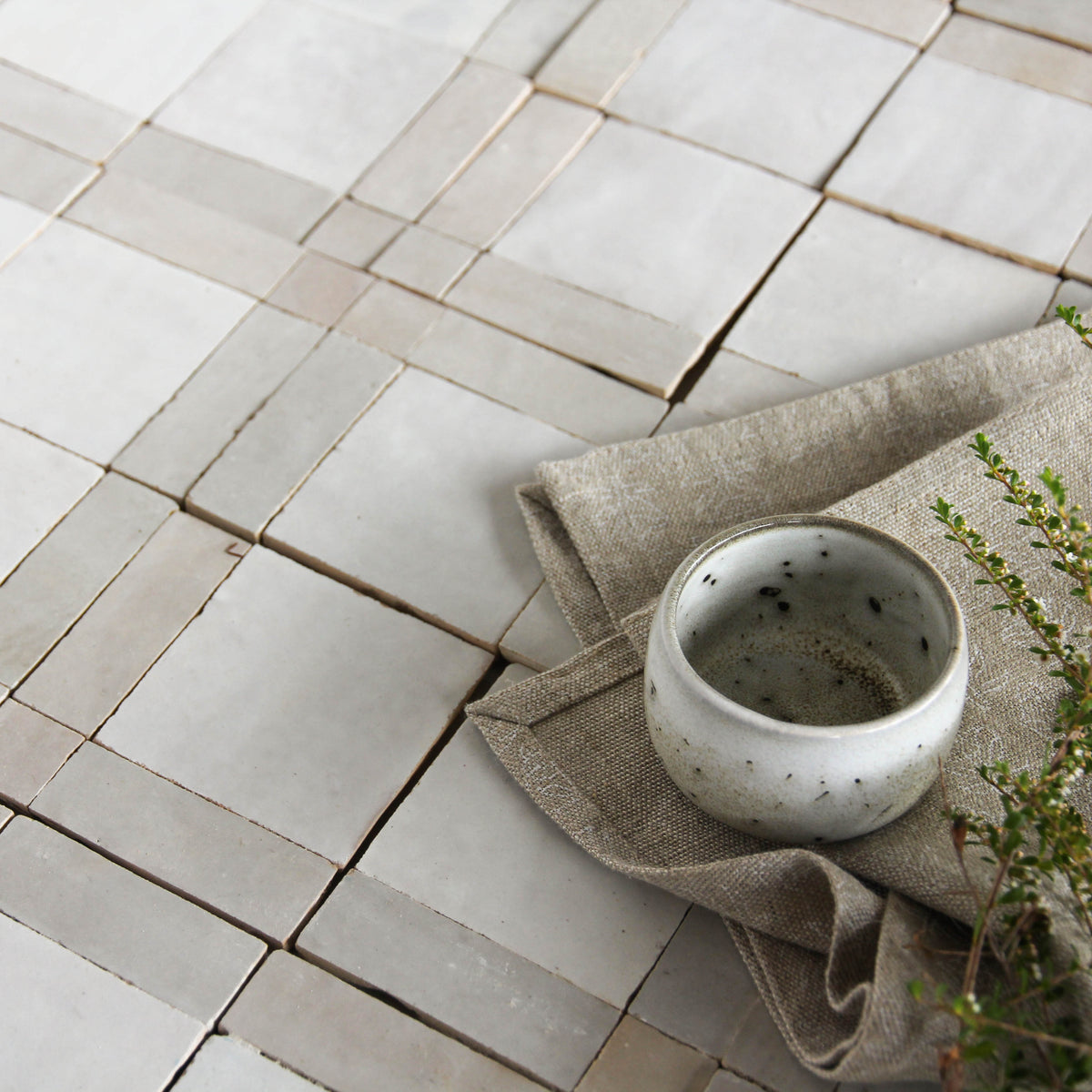 Moroccan Zellige Palacio Mosaic Snow + Dust by Tiles of Ezra