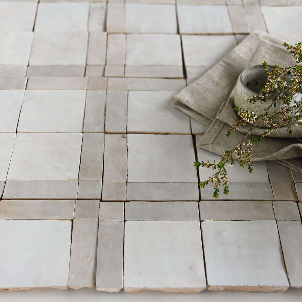 Moroccan Zellige Palacio Mosaic Snow + Dust by Tiles of Ezra