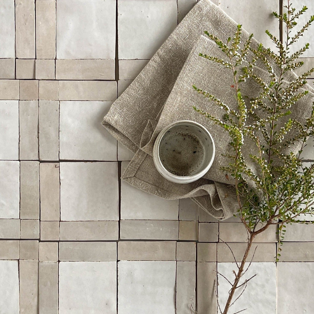 Moroccan Zellige Palacio Mosaic Snow + Dust by Tiles of Ezra