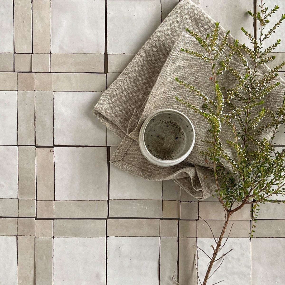 Moroccan Zellige Palacio Mosaic Snow + Dust by Tiles of Ezra