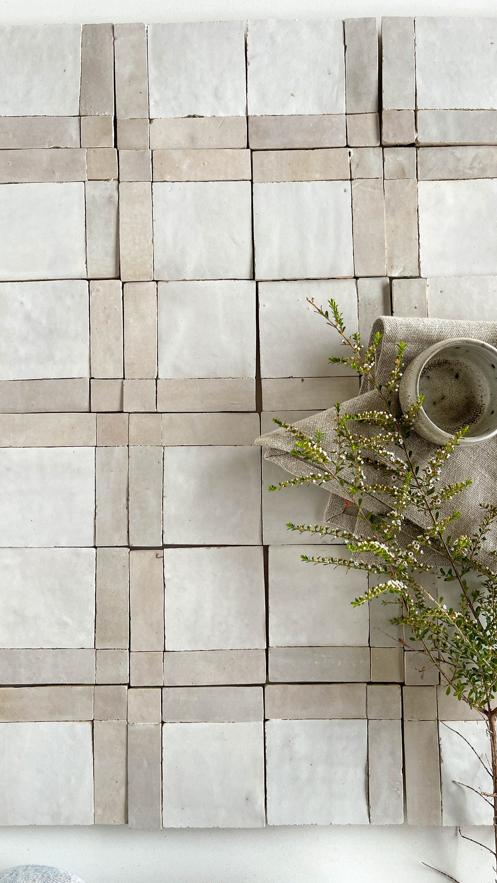 Moroccan Zellige Palacio Mosaic Snow + Dust by Tiles of Ezra