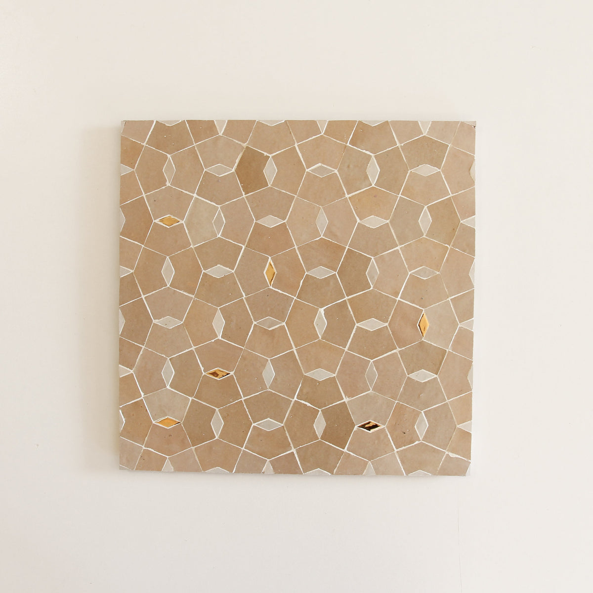 Moroccan Zellige Dorada Mosaic Dust + Latte + Oro by Tiles of Ezra