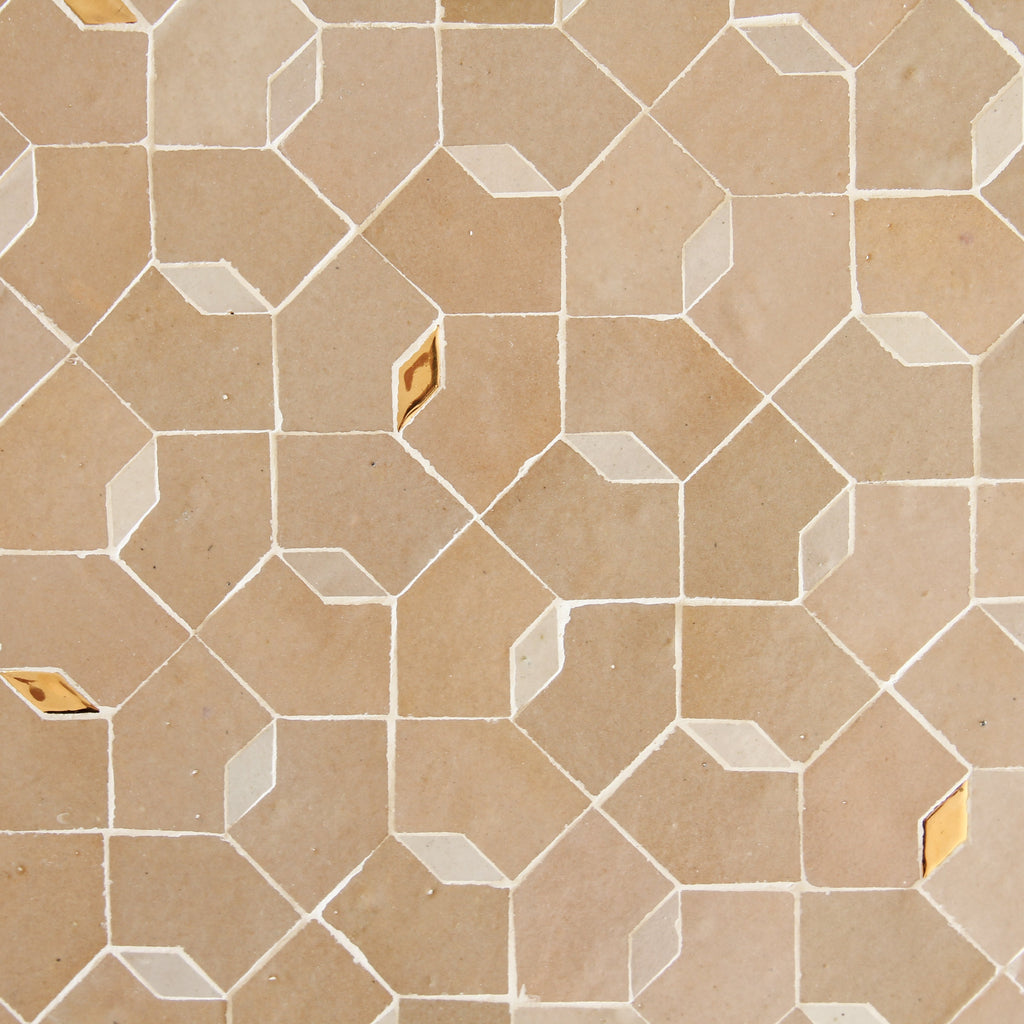 Moroccan Zellige Dorada Mosaic Dust + Latte + Oro by Tiles of Ezra