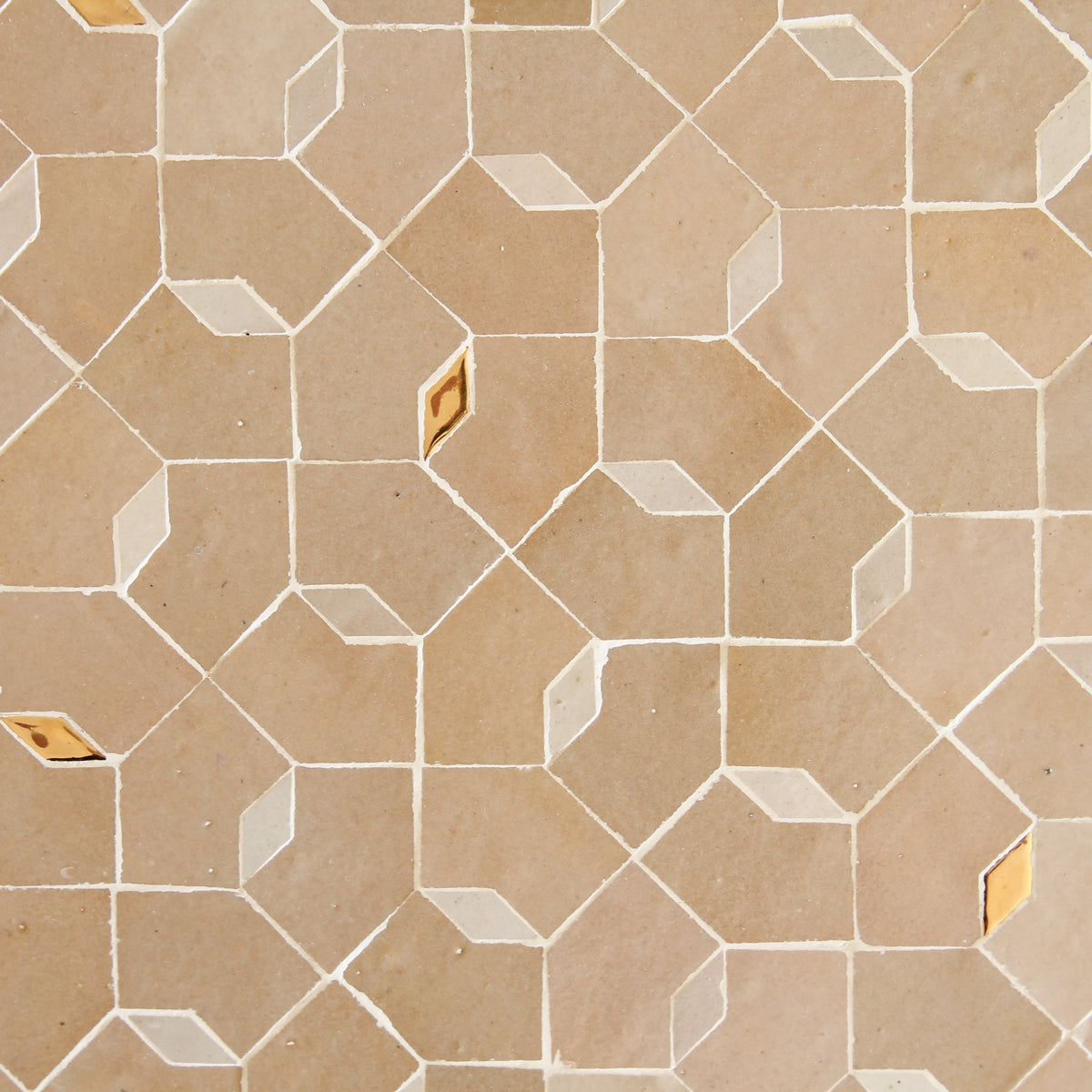 Moroccan Zellige Dorada Mosaic Dust + Latte + Oro by Tiles of Ezra