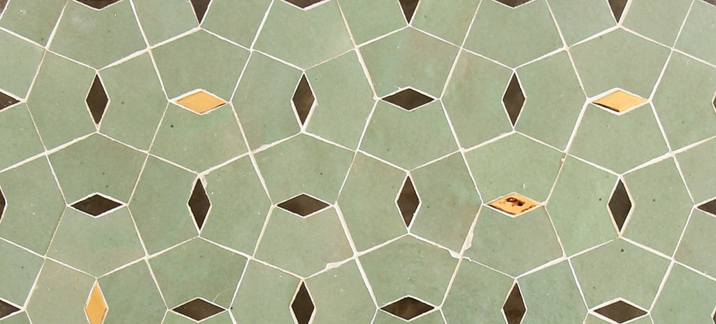 Moroccan Zellige Dorada Mosaic Avocado + Oliva + Oro by Tiles of Ezra