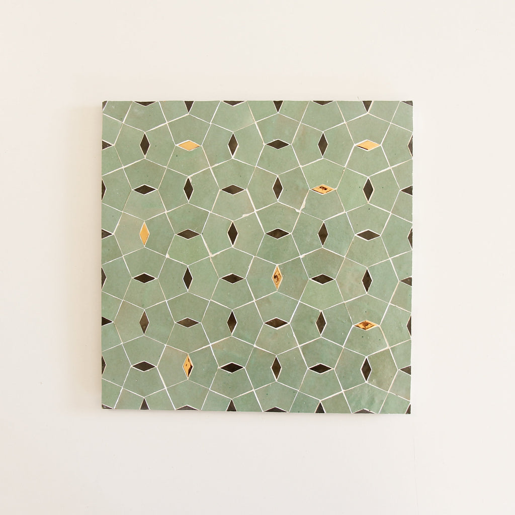 Moroccan Zellige Dorada Mosaic Avocado + Oliva + Oro by Tiles of Ezra