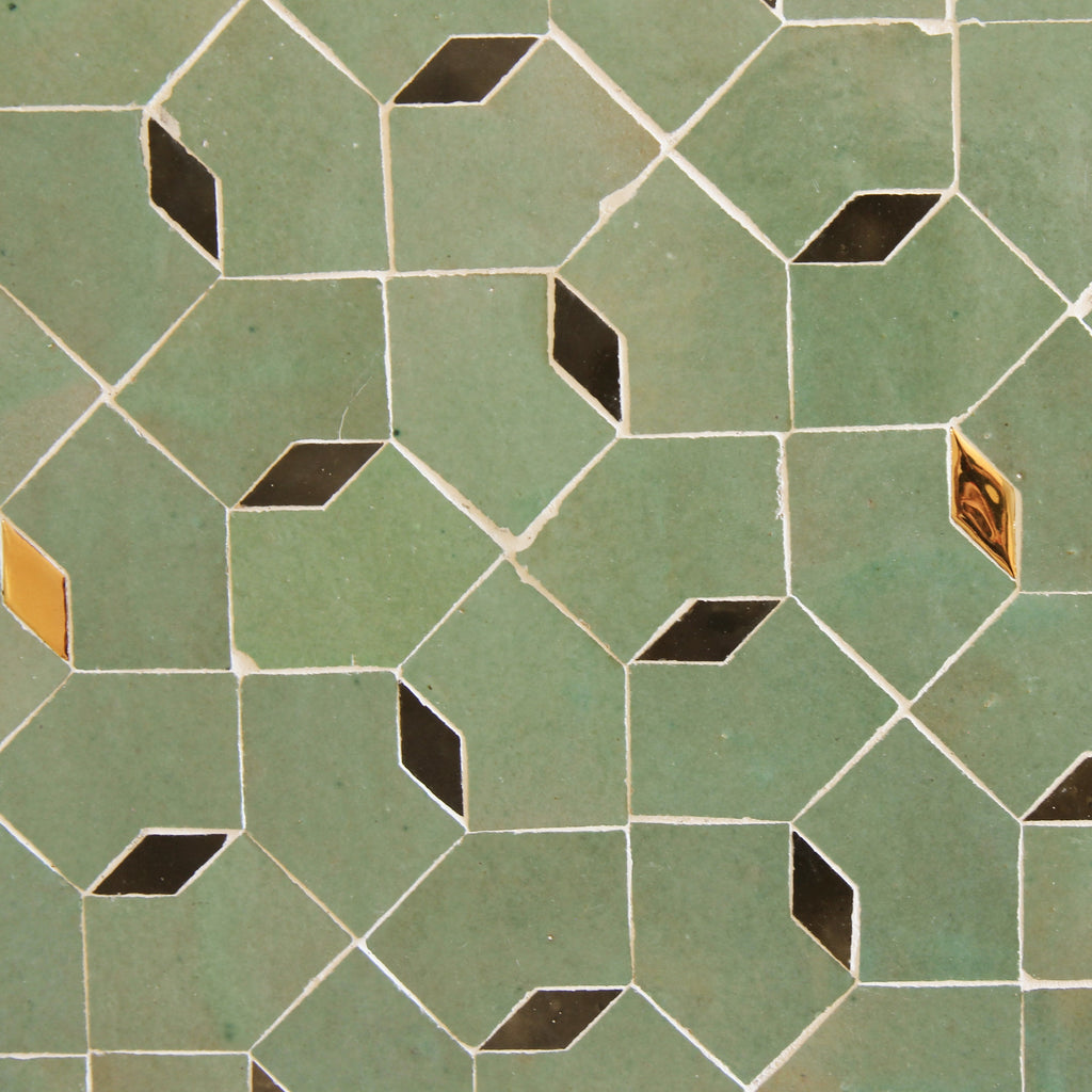 Moroccan Zellige Dorada Mosaic Avocado + Oliva + Oro by Tiles of Ezra