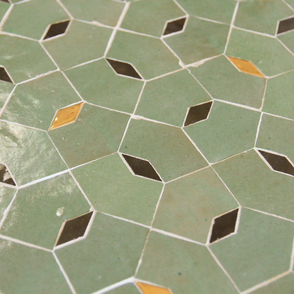 Moroccan Zellige Dorada Mosaic Avocado + Oliva + Oro by Tiles of Ezra