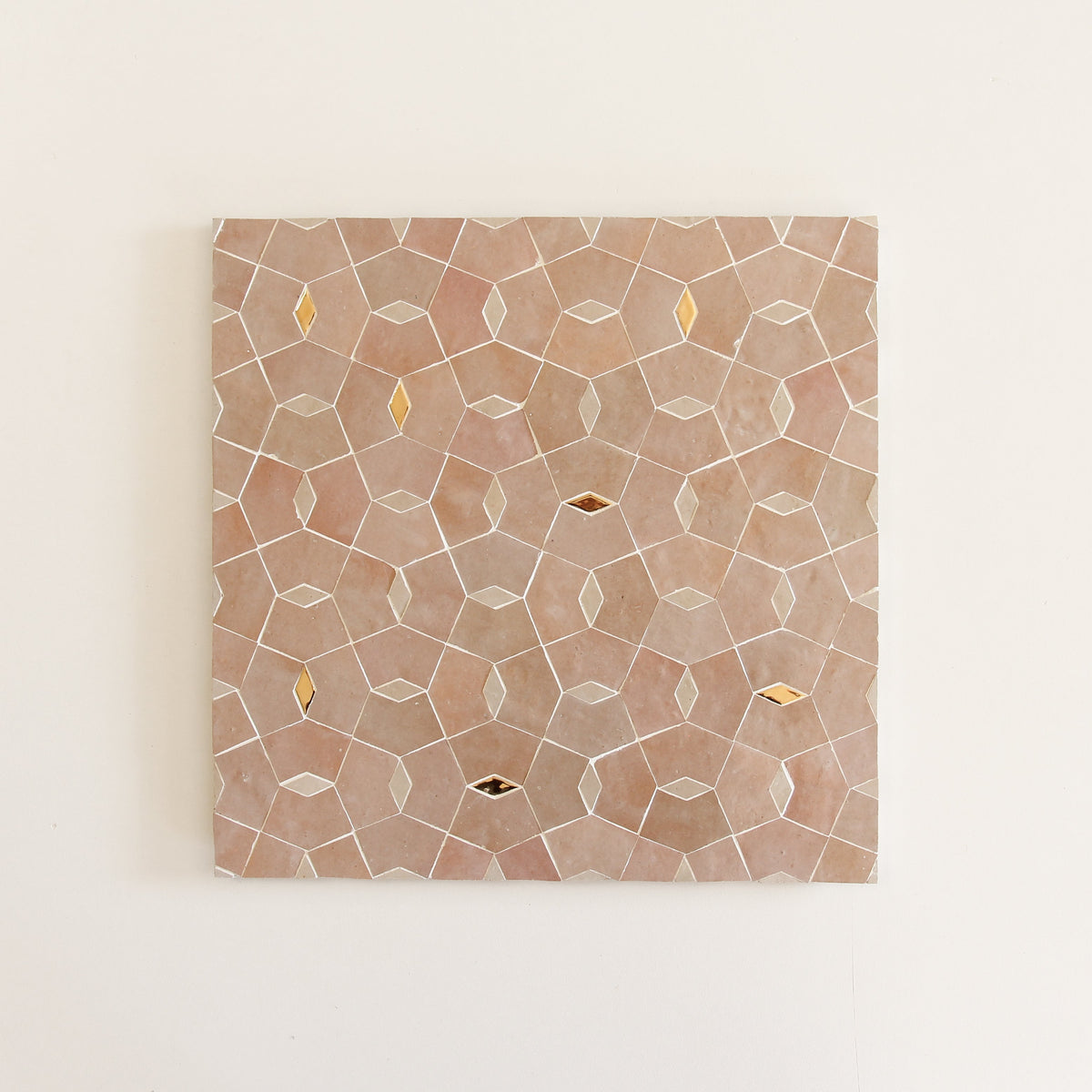 Moroccan Zellige Dorada Mosaic Dust + Moroccan Pink + Oro by Tiles of Ezra