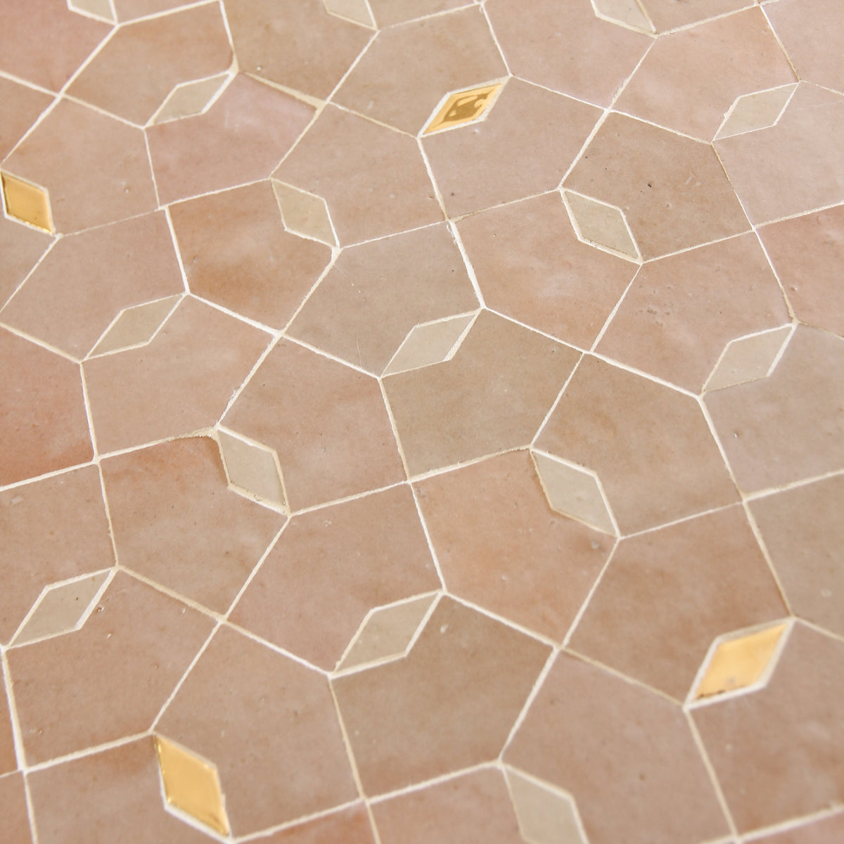 Moroccan Zellige Dorada Mosaic Dust + Moroccan Pink + Oro by Tiles of Ezra