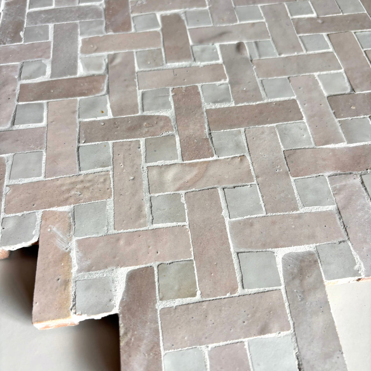 Moroccan Zellige Espiga Mosaic Snow + Oat by Tiles of Ezra