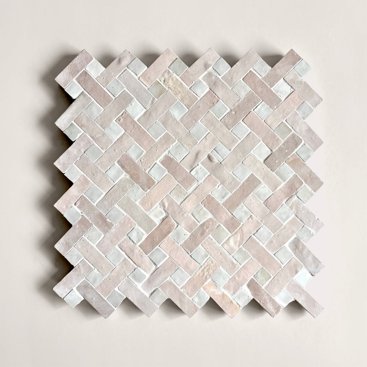 Moroccan Zellige Espiga Mosaic Snow + Oat by Tiles of Ezra