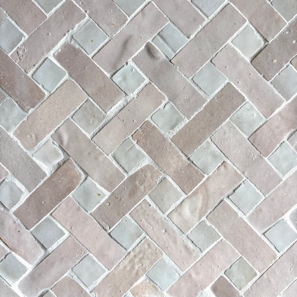 Moroccan Zellige Espiga Mosaic Snow + Oat by Tiles of Ezra
