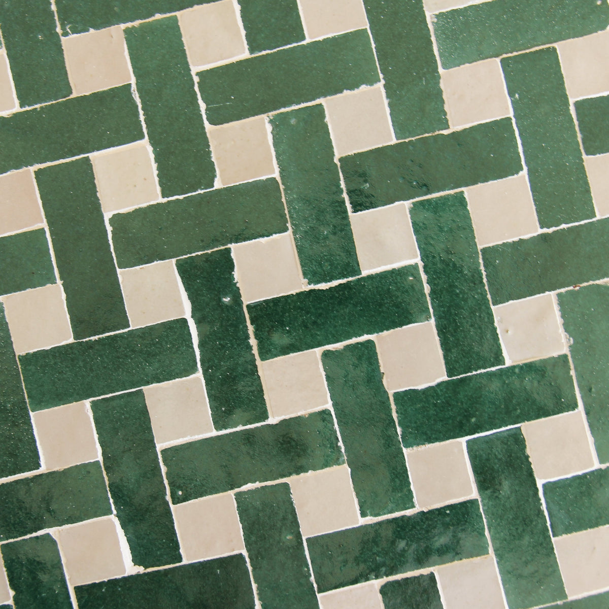 Moroccan Zellige Espiga Mosaic Dust + Forest by Tiles of Ezra