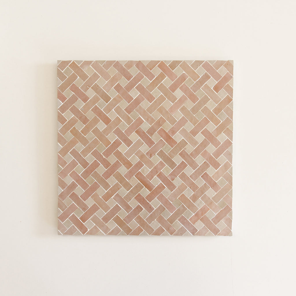 Moroccan Zellige Espiga Mosaic Moroccan Pink + Oat by Tiles of Ezra