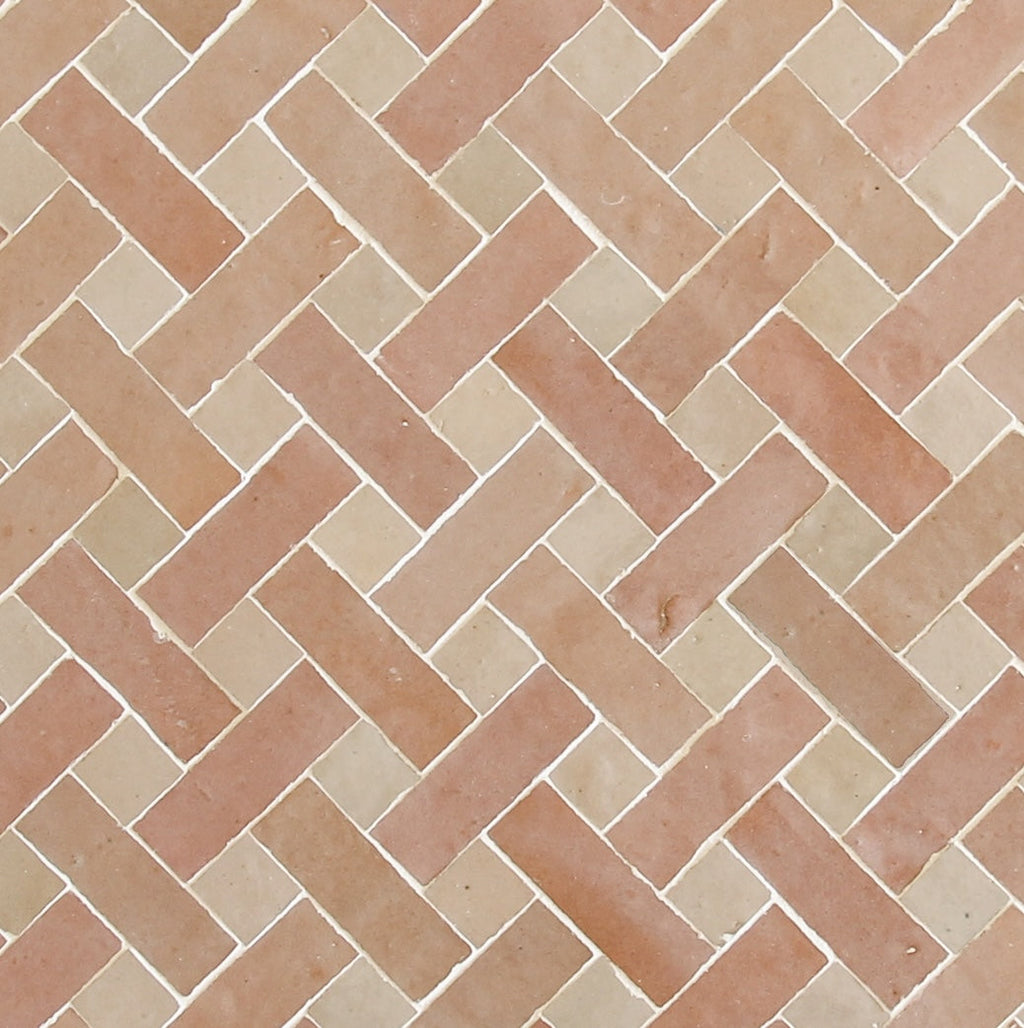 Moroccan Zellige Espiga Mosaic Moroccan Pink + Oat by Tiles of Ezra