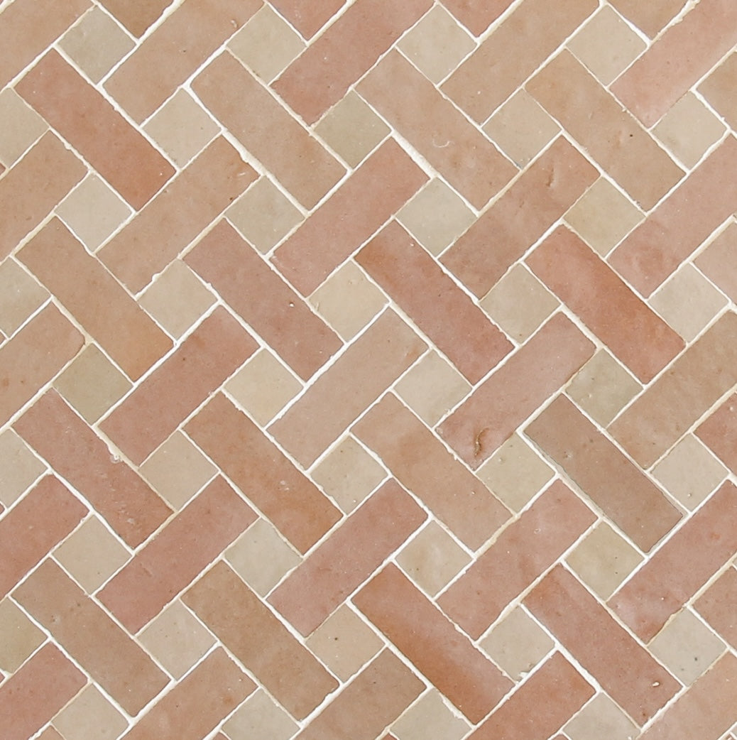 Moroccan Zellige Espiga Mosaic Moroccan Pink + Oat by Tiles of Ezra