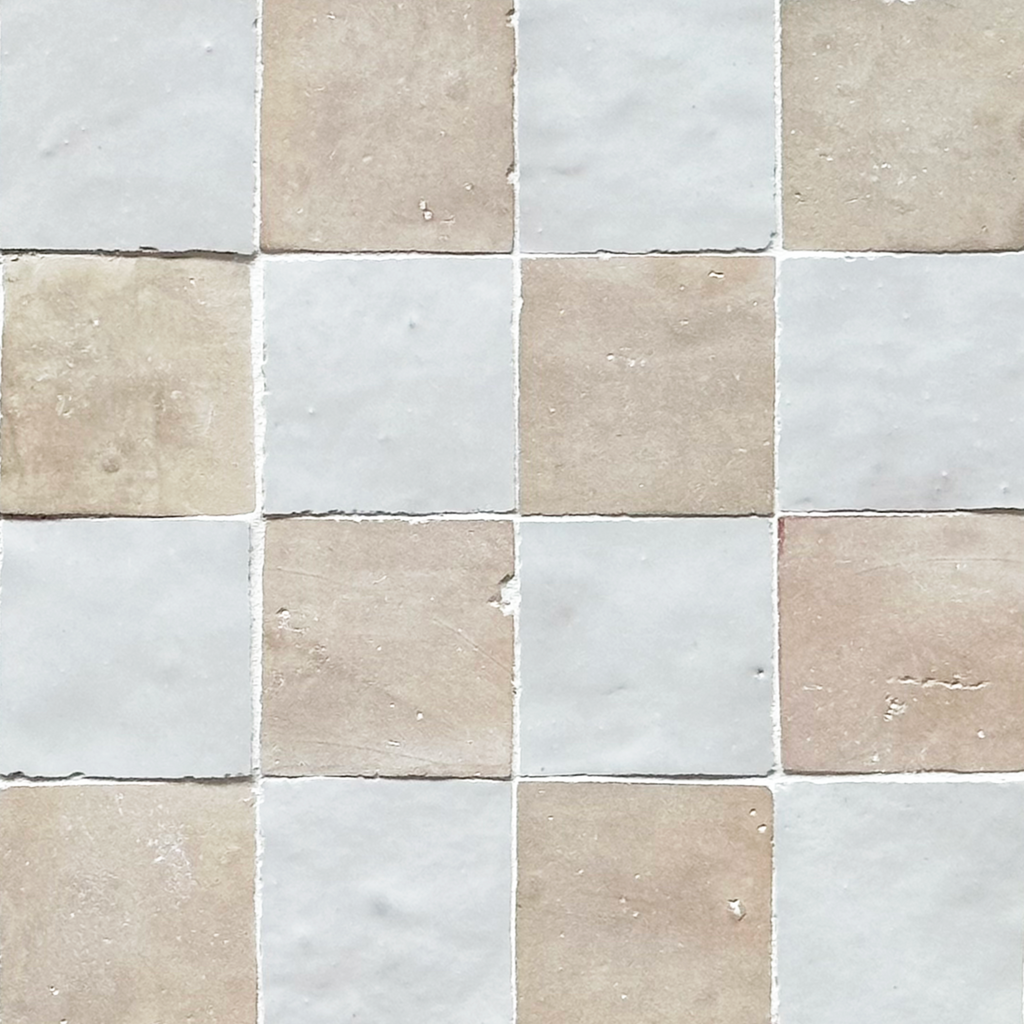 Moroccan Zellige Liston Mosaic Snow + Clay by Tiles of Ezra