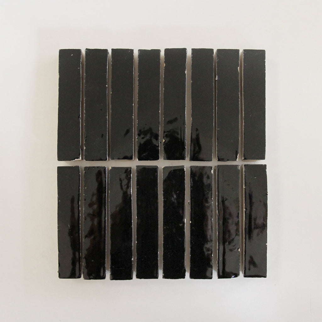 Moroccan Zellige Skinny Bejmat Black by Tiles of Ezra