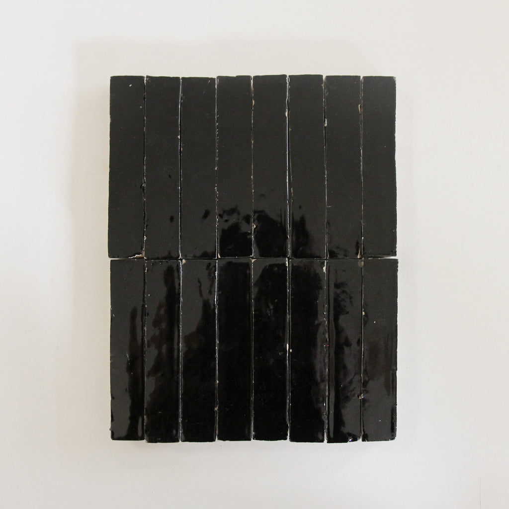 Moroccan Zellige Skinny Bejmat Black by Tiles of Ezra