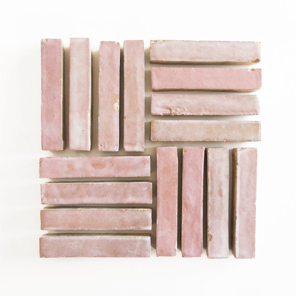 Moroccan Zellige Skinny Bejmat Moroccan Pink by Tiles of Ezra