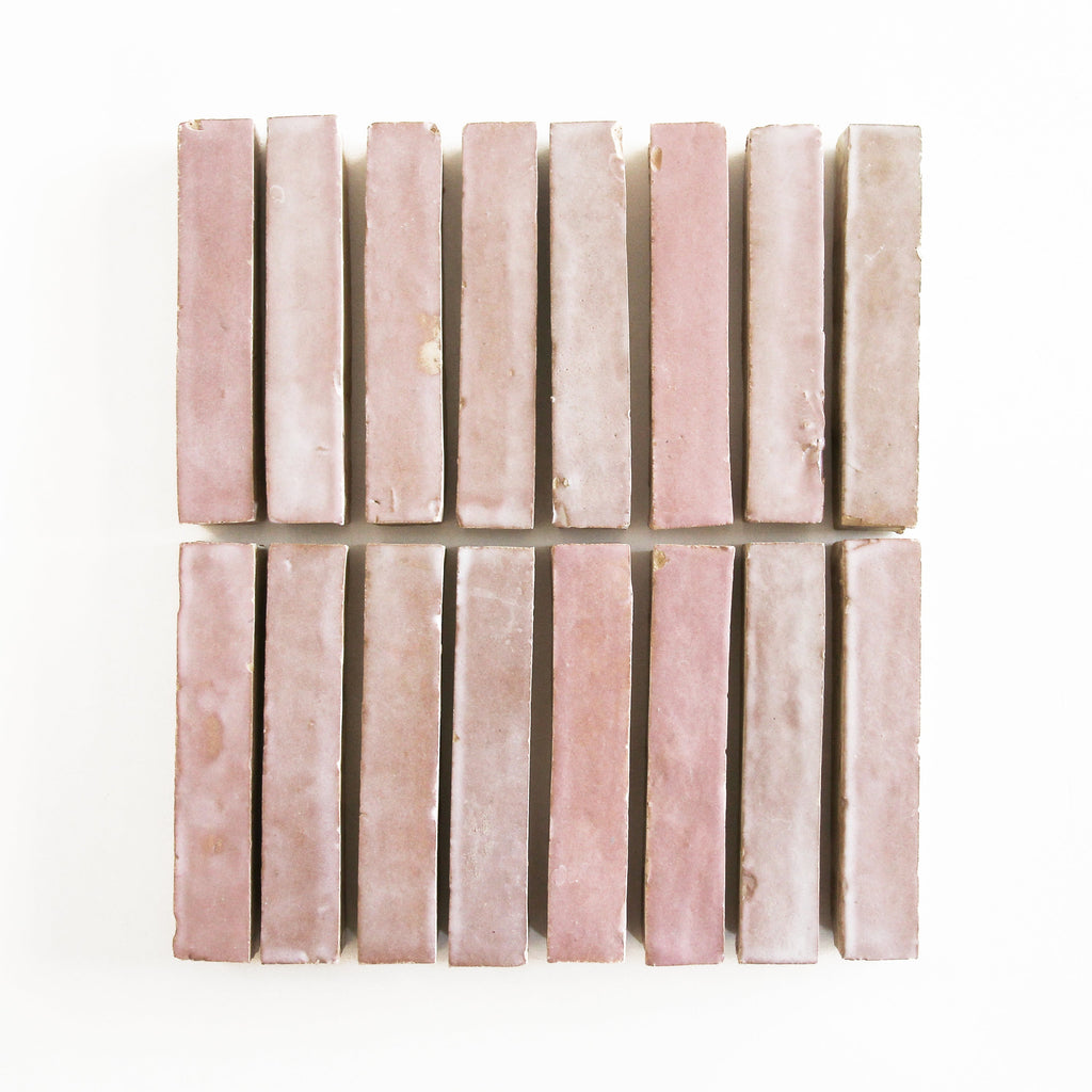 Moroccan Zellige Skinny Bejmat Moroccan Pink by Tiles of Ezra