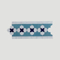 Moroccan Zellige Friso Border Mosaic Snow + Teal + Royal Blue by Tiles of Ezra